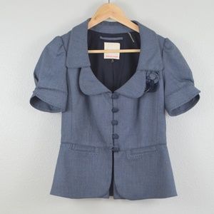 Rebecca Taylor Blue Crop Peplum Blazer